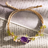 Amethyst Bohemian Woven Grass Crystal Bracelet