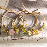 Bohemian Woven Grass Crystal Bracelet